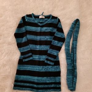Girls sweater dress with scarf